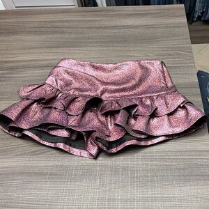 Zara Pink Metallic Ruffle Skort